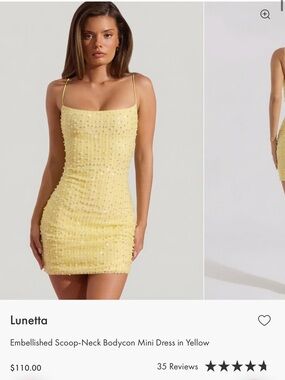 Oh Polly Yellow Embellished Scoop-Neck Bodycon Mini